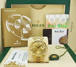 ROLEX 40MM 18KT GOLD DAY DATE 40 PRESIDENT CHAMPAGNE DIAMOND 228238 SANT BLANC