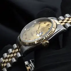 (EXCELLENT CONDITION!) ROLEX MENS DATEJUST 16233GOLD 18K+STEEL CHAMPAGNE DIAMOND