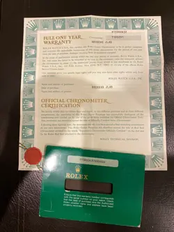 VINTAGE ROLEX GUARANTEE
