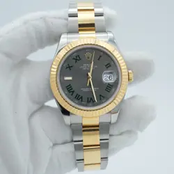 ROLEX DATEJUST 41 TWO-TONE 116333 WIMBLEDON DIAL GREEN ROMAN NUMERALS 41MM WATCH