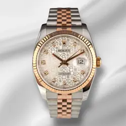 ROLEX DATEJUST 36MM 18K ROSE GOLD & STEEL WATCH FLUTED JUBILEE 116231
