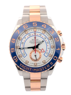ROLEX YACHT-MASTER II 44MM CERAMIC 18K EVEROSE & STAINLESS BLUE HANDS 116681