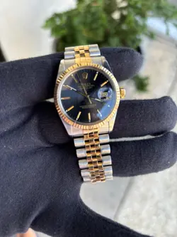 ROLEX DATEJUST STAINLESS STEEL AND 18K YELLOW GOLD BLACK DIAL 16013