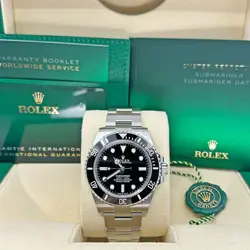 UNWORN 2025 ROLEX SUBMARINER 41MM NO-DATE BLACK CERAMIC 124060, COMPLETE B + P