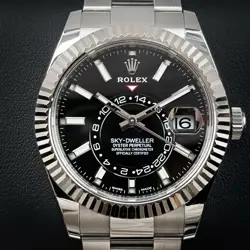 2022 ROLEX SKY-DWELLER 42MM 326934 BLACK DIAL STAINLESS STEEL 18K WHITE GOLD