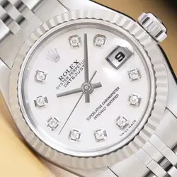 ROLEX LADIES DATEJUST 79174 MOTHER OF PEARL DIAMOND DIAL 18K GOLD STEEL WATCH