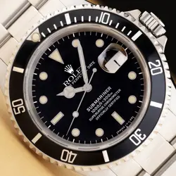 ROLEX MENS SUBMARINER DATE 16610 BLACK STEEL OYSTER 40MM AUTOMATIC WATCH