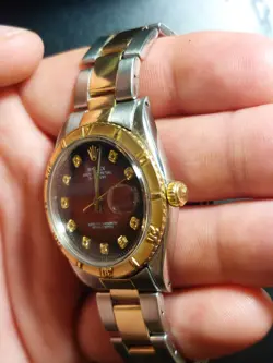 1967 Rolex Datejust Thunderbird 2 Tone Red Diamond Dial w Box Fully Serviced