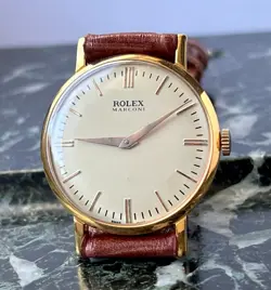 VTG ROLEX MARCONI BEIGE DIAL 18KTS GOLD PLATED CASE CIRCA 1930 APROX
