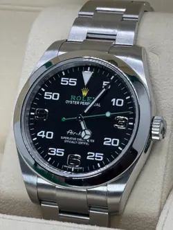 2021 ROLEX AIR-KING 116900 SILVER OYSTER BRACELET, SILVER BEZEL W/ BOX & PAPERS