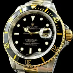 AUTHENTIC ESTATE ROLEX SUBMARINER STAINLESS STEEL & YELLOW GOLD MEN'S WRISTWATCH