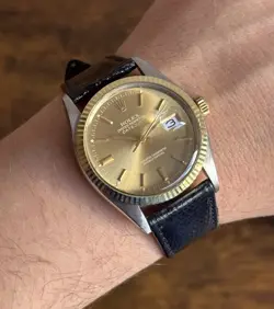 ROLEX DATEJUST 16013 MENS STAINLESS STEEL 18K GOLD WATCH CHAMPAGNE DIAL 36MM