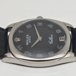 ROLEX 4233 CELLINI DANAOS WHITE GOLD BLACK ARABIC DIAL 33 MM (V.GOOD & ORIGINAL)