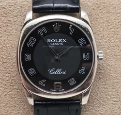 ROLEX 4233 CELLINI DANAOS WHITE GOLD BLACK ARABIC DIAL 33 MM (V.GOOD & ORIGINAL)