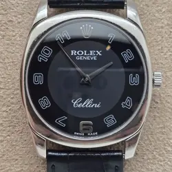 ROLEX 4233 CELLINI DANAOS WHITE GOLD BLACK ARABIC DIAL 33 MM (V.GOOD & ORIGINAL)