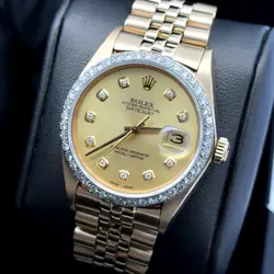 ROLEX DATEJUST REF: 16018 36MM 18K GOLD HIDDEN CLASP JUBILEE DIAMOND BEZEL WATCH