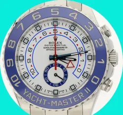 ROLEX YACHT-MASTER LL #116680 AUTOMATIC STAINLESS STEEL WATCH BLUE BEZEL 44MM