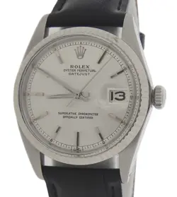ROLEX DATEJUST 1601 MENS STAINLESS STEEL WATCH WHITE GOLD BEZEL SILVER DIAL