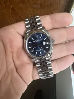 MINT 2024 PAPERS ROLEX DATEJUST 36 BLUE MOTIF 18K GOLD STEEL JUBILEE 126234