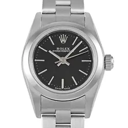 ROLEX OYSTER PERPETUAL BLACK DIAL LADIES WATCH 76080