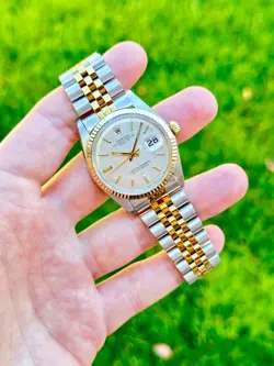 ROLEX DATEJUST 1601 STAINLESS STEEL & 14K GOLD, LINEN DIAL, 36MM MEN'S WATCH