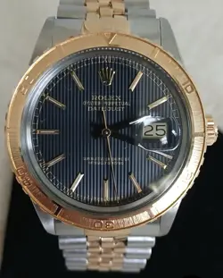 ROLEX DATEJUST TURN-O-GRAPH THUNDERBIRD 16263 36MM BLACK DIAL 18K GOLD AND SS