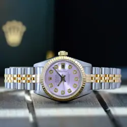 ROLEX LADIES DATEJUST 69173 PINK DIAMOND DIAL 18K GOLD STAINLESS STEEL WATCH