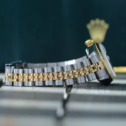 ROLEX LADIES DATEJUST 69173 PINK DIAMOND DIAL 18K GOLD STAINLESS STEEL WATCH