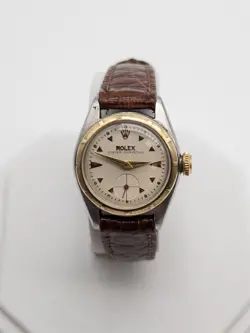RARE ROLEX OYSTER PERPETUAL 24MM 18K YELLOW GOLD SS LADIES WATCH SERVICED