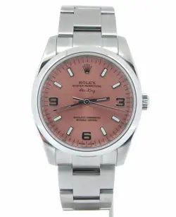 ROLEX AIR KING 114200 STAINLESS STEEL WATCH OYSTER BRACELET SALMON ARABIC DIAL