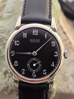 ROLEX MARCONI  A CUERDA DE HOMBRE DIAL RESTAURADO COLOR NEGRO CAJA  NICKEL