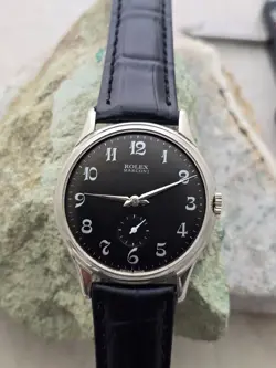 ROLEX MARCONI  A CUERDA DE HOMBRE DIAL RESTAURADO COLOR NEGRO CAJA  NICKEL