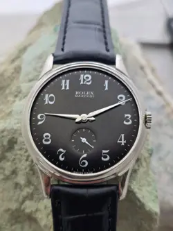 ROLEX MARCONI  A CUERDA DE HOMBRE DIAL RESTAURADO COLOR NEGRO CAJA  NICKEL