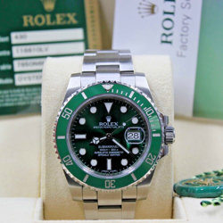 ROLEX SUBMARINER 116610LV HULK GREEN DIAL CERAMIC BEZEL STEEL OYSTER BRACELET