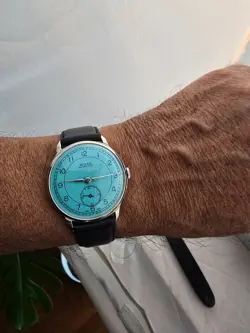 ROLEX MARCONI   A CUERDA DE HOMBRE DIAL RESTAURADO COLOR TURQUESA CAJA NIQUEL