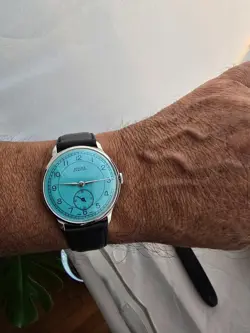 ROLEX MARCONI   A CUERDA DE HOMBRE DIAL RESTAURADO COLOR TURQUESA CAJA NIQUEL