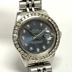 ROLEX OP DATEJUST CUSTOM BLUE DIAMOND DIAL & BEZEL 26MM WATCH 79174 + PAPERS