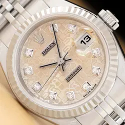 ROLEX LADIES DATEJUST 79174 SILVER JUBILEE DIAMOND DIAL 18K GOLD STEEL WATCH