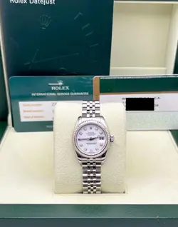 ROLEX 179174 LADIES DATEJUST WHITE DIAMOND DIAL STEEL & 18K WHITE GOLD BOX PAPER