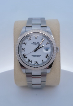 ROLEX DATEJUST 126334 41MM WHITE DIAL & WHITE GOLD BEZEL OYSTER BRACELET WATCH