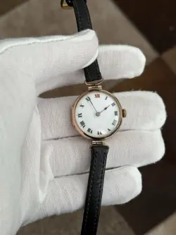 VINTAGE ROLEX 15J 9K ROSE GOLD ART DECO ENAMEL DIAL COCKTAIL WATCH - SERVICED
