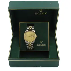 MENS ROLEX OP DATEJUST TWO-TONE WATCH 16013 CHAMPAGNE DIAL 36MM W/BOX #W175342-1
