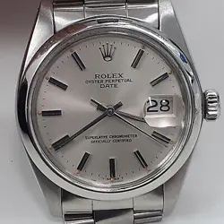 ROLEX DATE 34 MM STEEL OYSTER SILVER AUTOMATIC WATCH 1500 CIRCA 1979