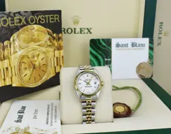 ROLEX Ladies 18kt Gold & Stainless Steel DateJust White Stick 79173 SANT BLANC