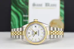 ROLEX Ladies 18kt Gold & Stainless Steel DateJust White Stick 79173 SANT BLANC