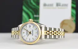 ROLEX Ladies 18kt Gold & Stainless Steel DateJust White Stick 79173 SANT BLANC