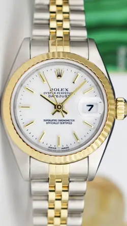 ROLEX Ladies 18kt Gold & Stainless Steel DateJust White Stick 79173 SANT BLANC