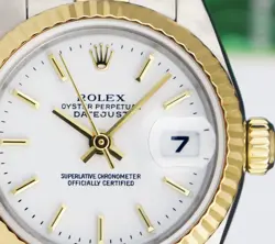 ROLEX Ladies 18kt Gold & Stainless Steel DateJust White Stick 79173 SANT BLANC