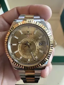 Rolex Sky-Dweller 326933 Champagne Dial Two Tone Gold Bracelet with Card and Box