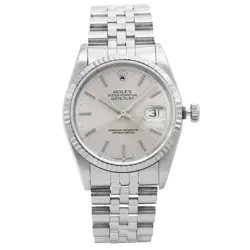 ROLEX DATEJUST 36MM JUBILEE STAINLESS STEEL SILVER DIAL MENS WATCH 16234